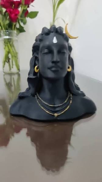 3D printed Adiyogi Shiva car dashboard idol, black with gold, Pune
