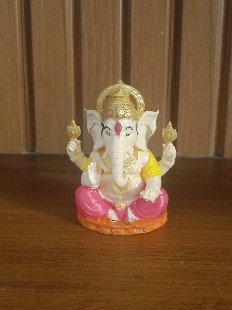 3D printed white and gold Ganesh idol Pune