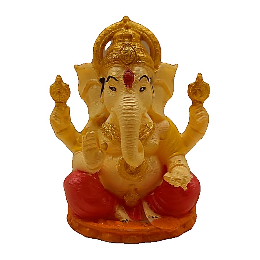 3D printed Ganesh idol — gold and red, hand-painted, made in Pune
